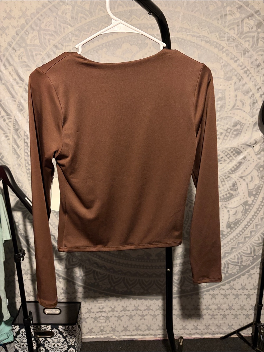 NWT Gaze Brown Square Neck Long Sleeve Top Size M Ptp 15 - Picture 2 of 6